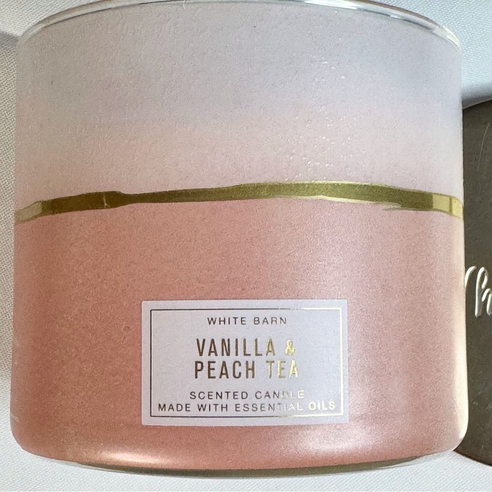 Vanilla and Peach Tea 3-Wick Candle, Used